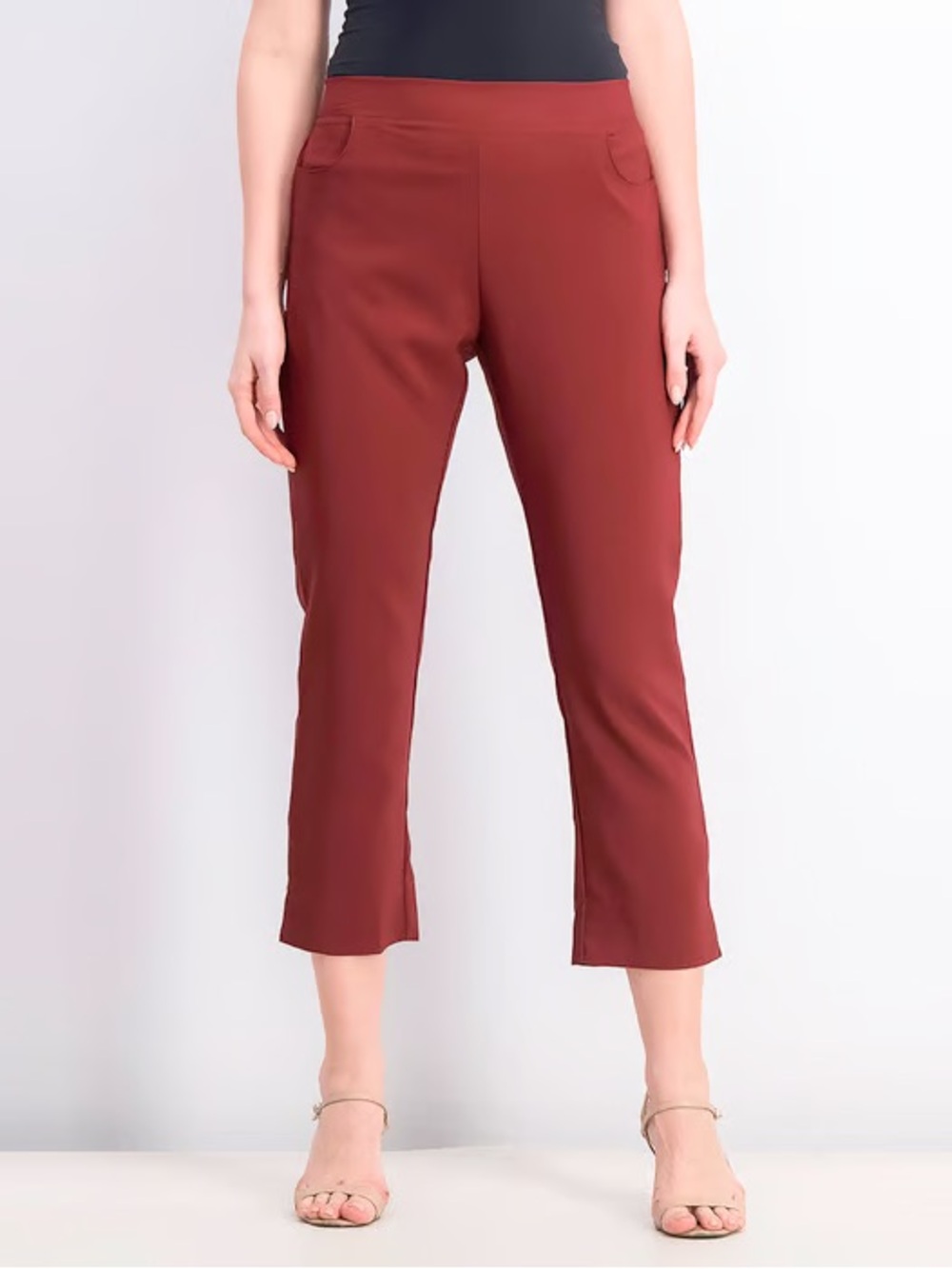 NWT KanCan Nalani Cropped Straight Leg Pants Cherry Red Women’s Size Small‎